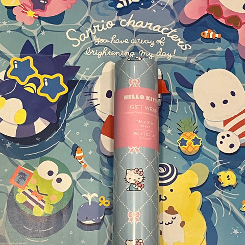 Blue Hello Kitty Gift Wrapping Paper| 2.5 ft x 12 ft | 30 sq ft