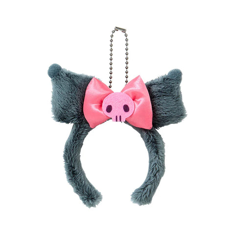 Kuromi Gray Ears & Pink Bow 2024 Party Headband Mascot Keychain | Official Sanrio | Japan