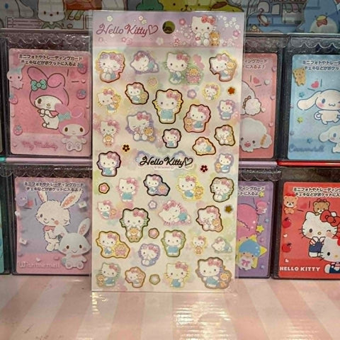 Hello Kitty Pastel Floral Gold Foil Sticker Sheet | Official Sanrio Japan