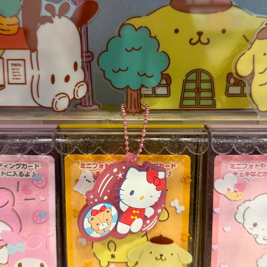 Hello Kitty Rubber Keychain | Red Bow & Teddy Bear Design