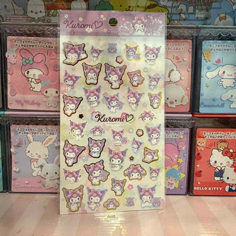 Kuromi Pastel Floral Gold Foil Sticker Sheet | Official Sanrio Japan