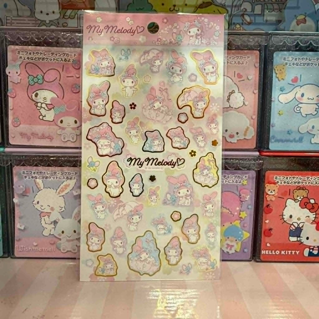 My Melody Pastel Floral Gold Foil Sticker Sheet | Official Sanrio Japan