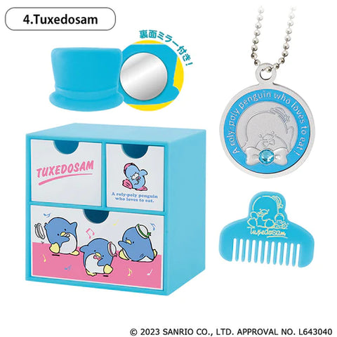 Tuxedo Sam Mini Chest Drawer Set with Mirror, Comb & Charm | Official Sanrio | Japan