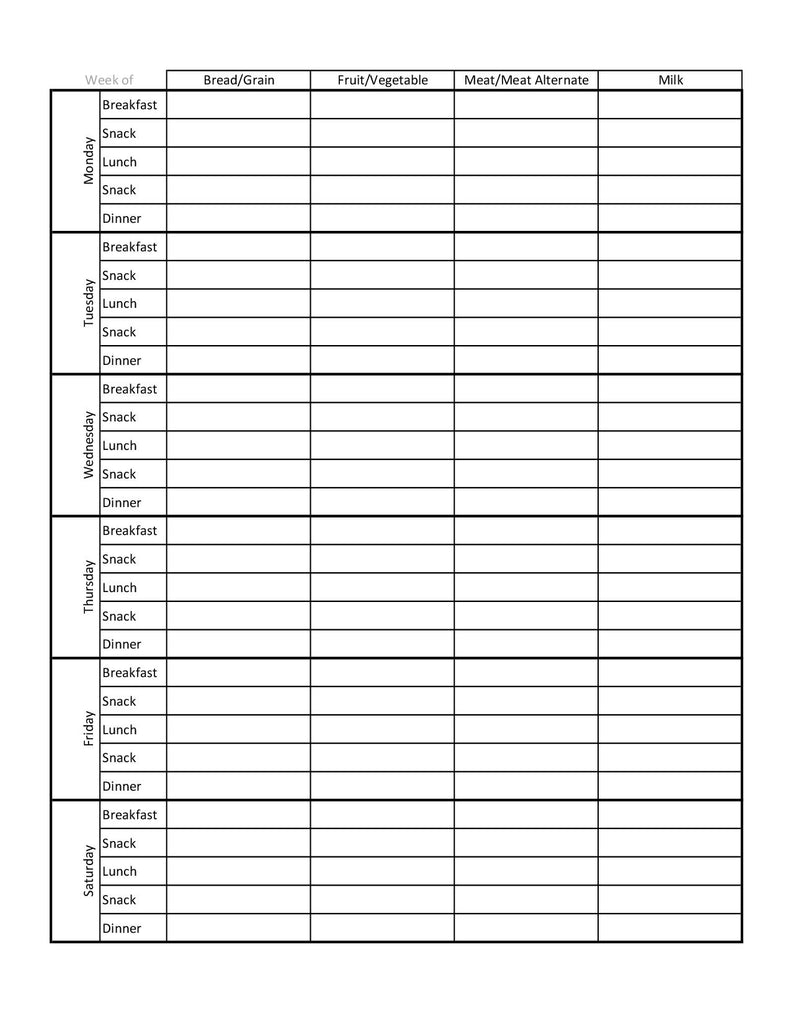 Weekly Meal Plan Bundle with Food Groups