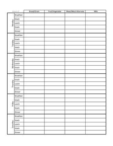 Weekly Meal Plan Bundle with Food Groups