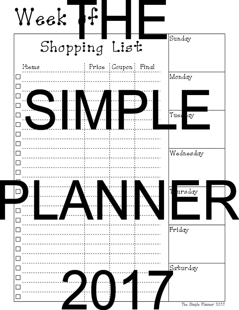 Weekly Meal Plan Deluxe (Sunday Start)