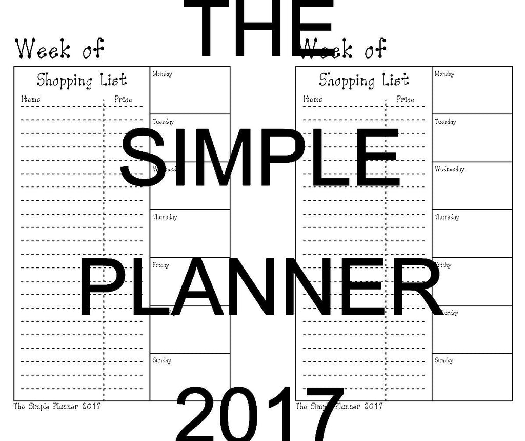 Weekly Meal Plan for Personal Planners (Left and Right Sides)
